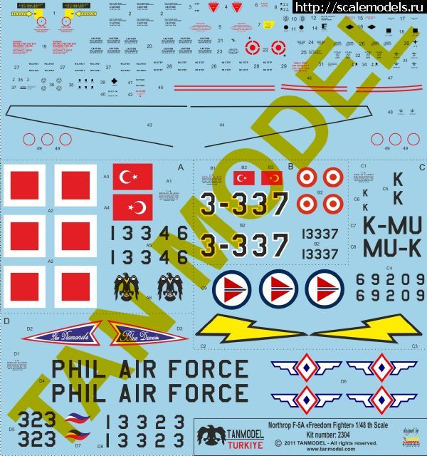 1310222713_tanmodel_promotion_decal_view.jpg :  TANMODEL: 1/48 Northrop F-5A Tiger  