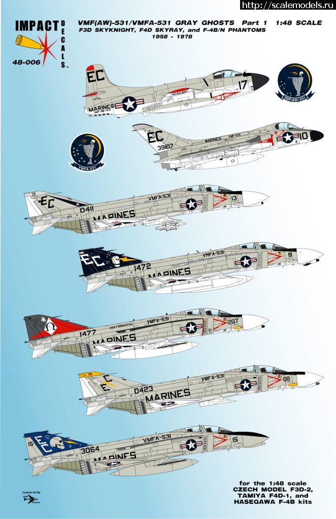 1311913532_48006finalcover.jpg :  Impact decals: 1/48 Gray Ghosts of VMA(aw) 531,  VMFA-531  
