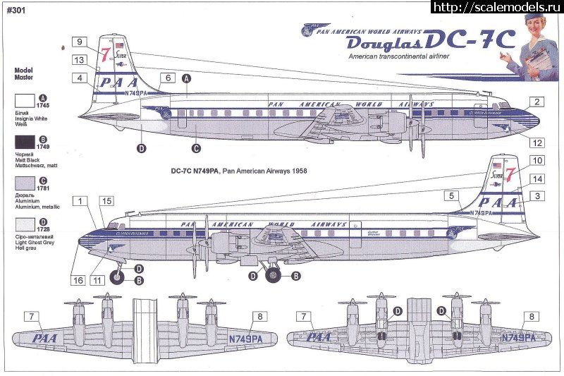 1316060591_rod_dc7c_paaanleitung.jpg : Roden 1/144 Douglas DC-7C Pan American World Airways  